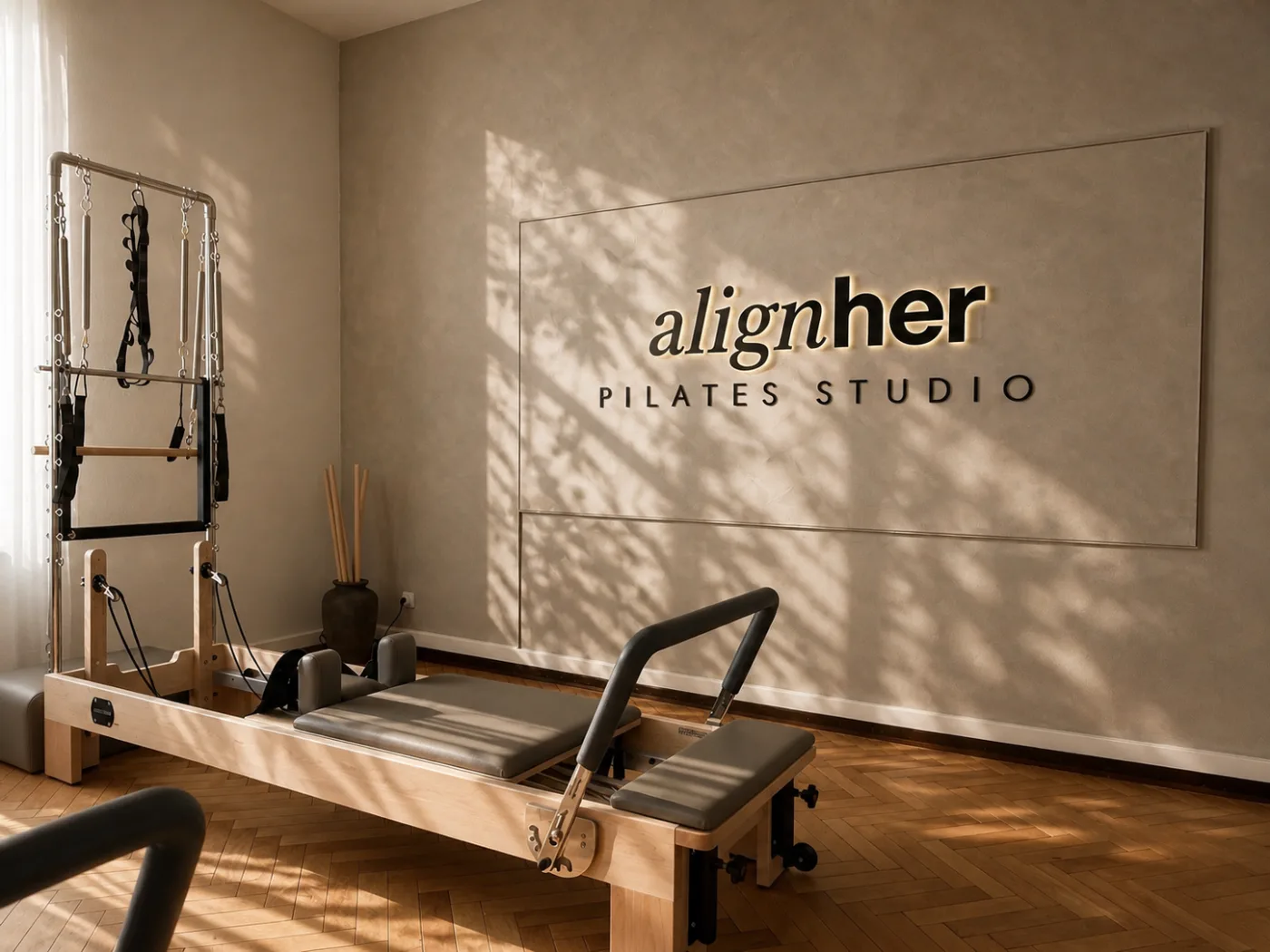 Innenansicht des ALIGNHER Boutique Pilates Studios in Mönchengladbach